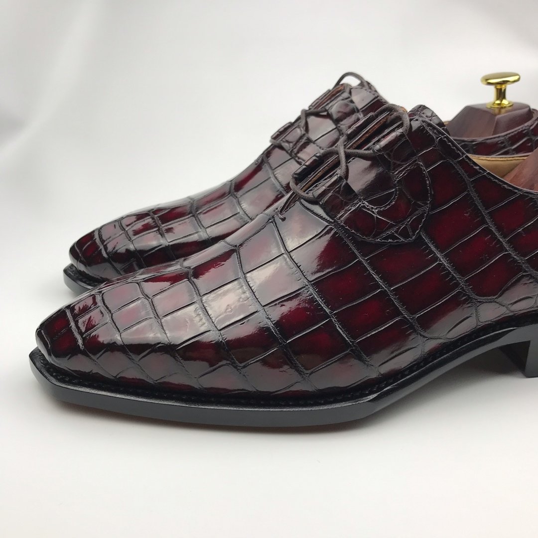 Men’s Genuine Crocodile Oxford Shoes Lace Up Shoes BMBAS120143 image 6