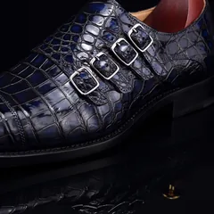 Men’s Crocodile Pointed Toe Monk Slip-On Shoe BMBAS12055 image 6
