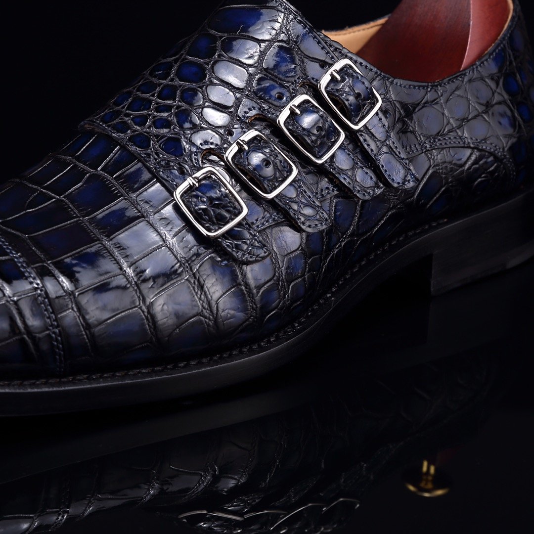 Men’s Crocodile Pointed Toe Monk Slip-On Shoe BMBAS12055 image 6