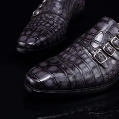 Handmade Crocodile Monk Strap Men’s Leather Dress Shoes BMGAS12056 image 7