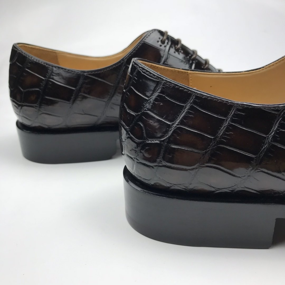 Crocodile Genuine Leather Oxford Lace-Up Dress Shoes BMBAS120176 image 8