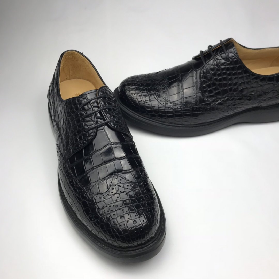 Exotic Men’s Crocodile Leather Wingtip Shoes BMBAS120180 image 8