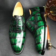 Crocodile Whole-Cut Leather Oxford Shoes BMGAS120191 image 8