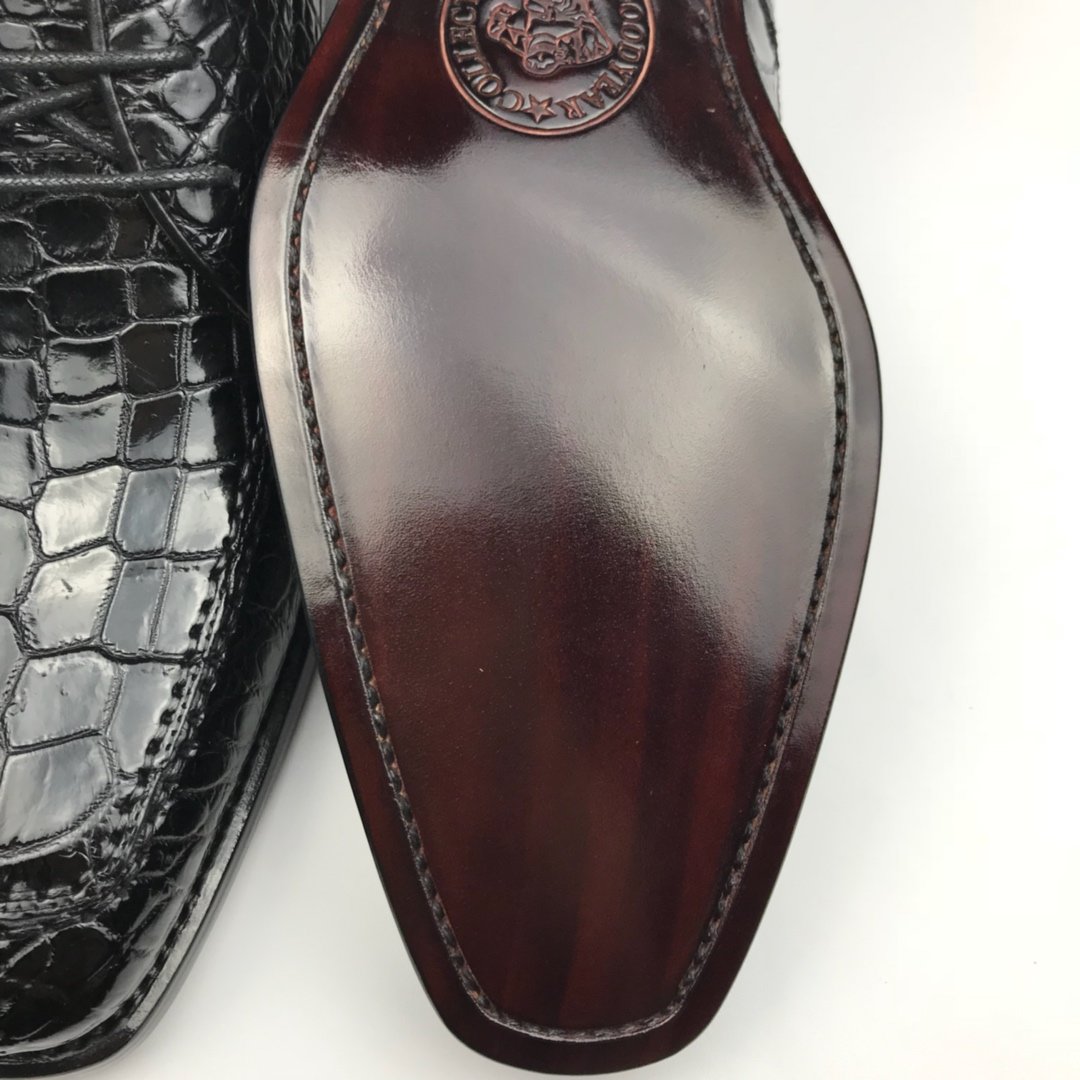 Genuine Crocodile Leather Vintage Handmade Shoes BMBAS120198 image 7