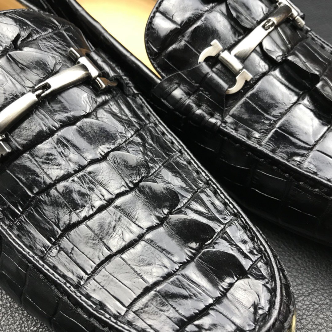 Crocodile Horn Back Leather Slip On Casual Loafer BMBAS120210 image 8