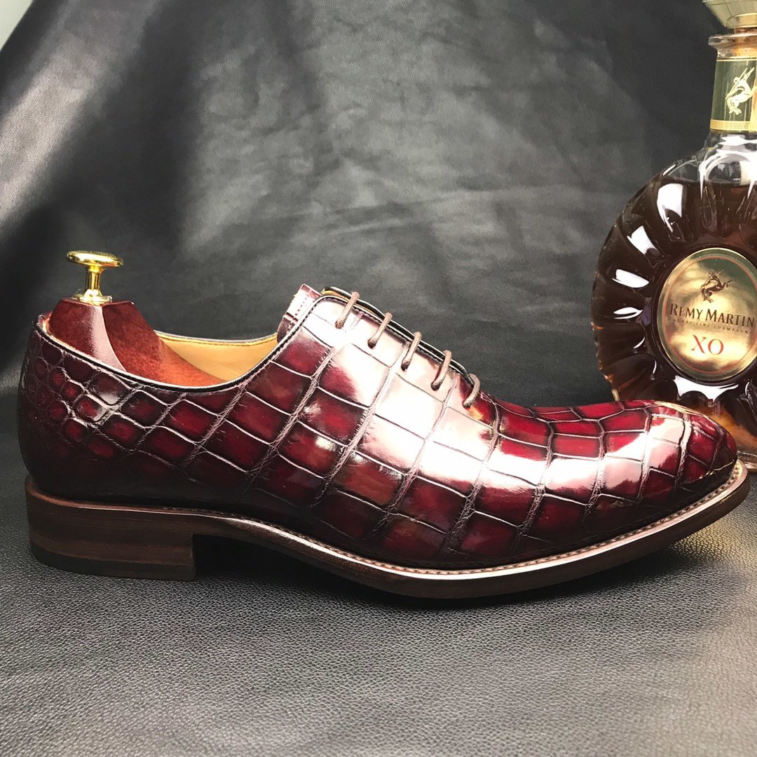 Men’s New Genuine Crocodile Oxford Shoes BMBAS12072 image 8