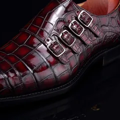 Monk Strap Shoes High-end Leather Crocodile Shoes BMBAS12057 image 8