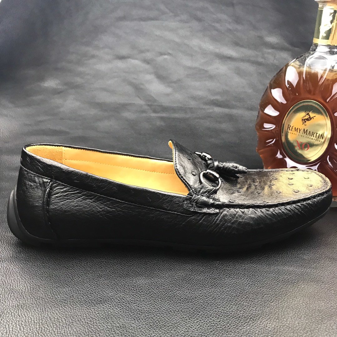 Men’s Slip On Ostrich Loafer Dress Shoes BMBOS12081 image 7