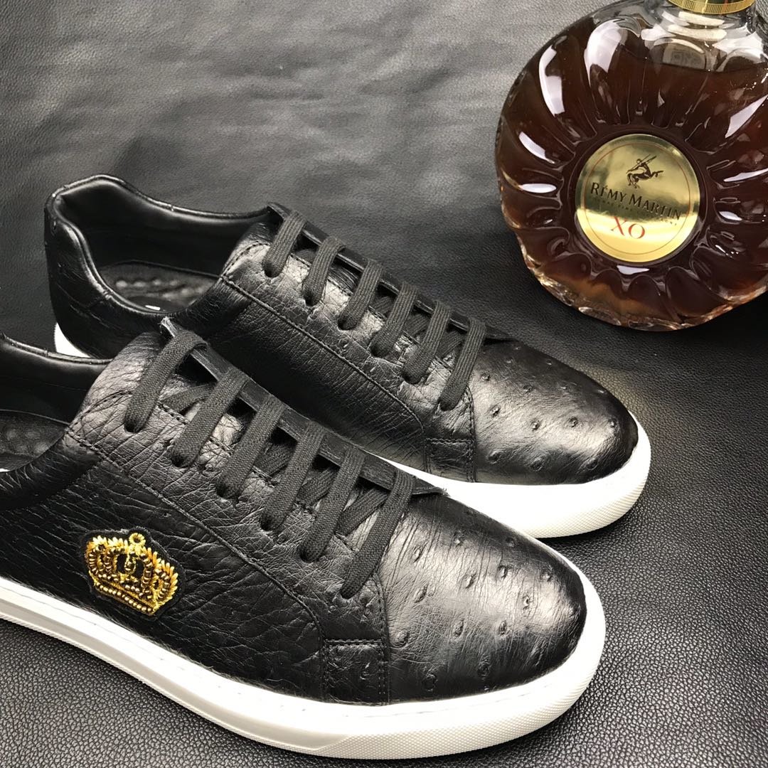 Ostrich Casual Leather Sneaker Shoes BMBOS12089 image 8