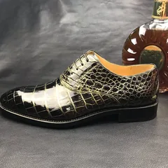 Crocodile Skin Black Gold Oxford Shoe BMBAS12090 image 9