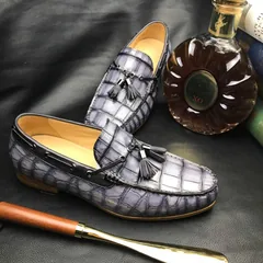 Men’s Loafers Excellent Soft Crocodile Skin Flats BMGAS12093 image 8