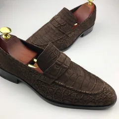 Crocodile Suede Leather Slip On Peas Shoes BMKAS12094 image 8