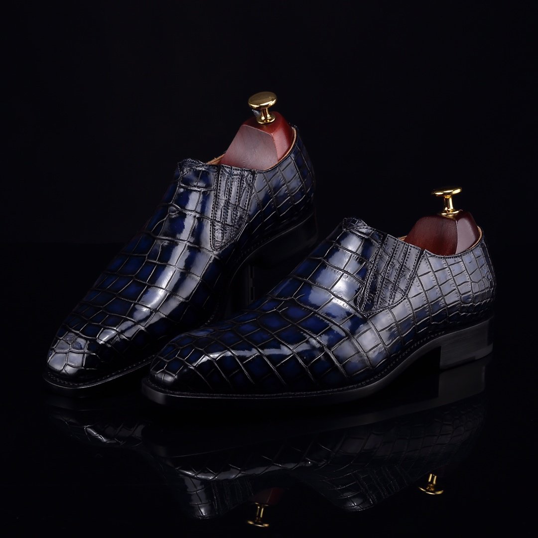 Crocodile Print Leather Slip On Casual Loafer Shoes BMBAS12059 image 8