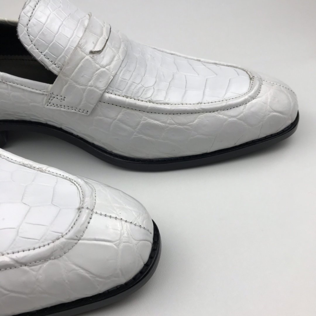 Crocodile White Loafer Shoes Texture Slip-Ons BMWAS12095 image 9