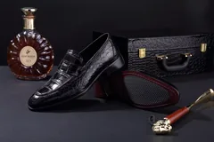 Men’s Soft Crcodile Genuine Leather Penny Loafers BMBAS120104 image 9