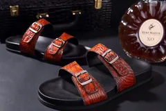 Men’s Casual Slip On Leather Crocodile Slippers BMOAS120111 image 9