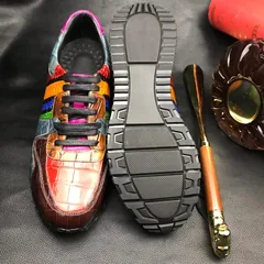 Men’s Colorful All Real Crocodile Skin Sneakers BMCAS120114 image 8