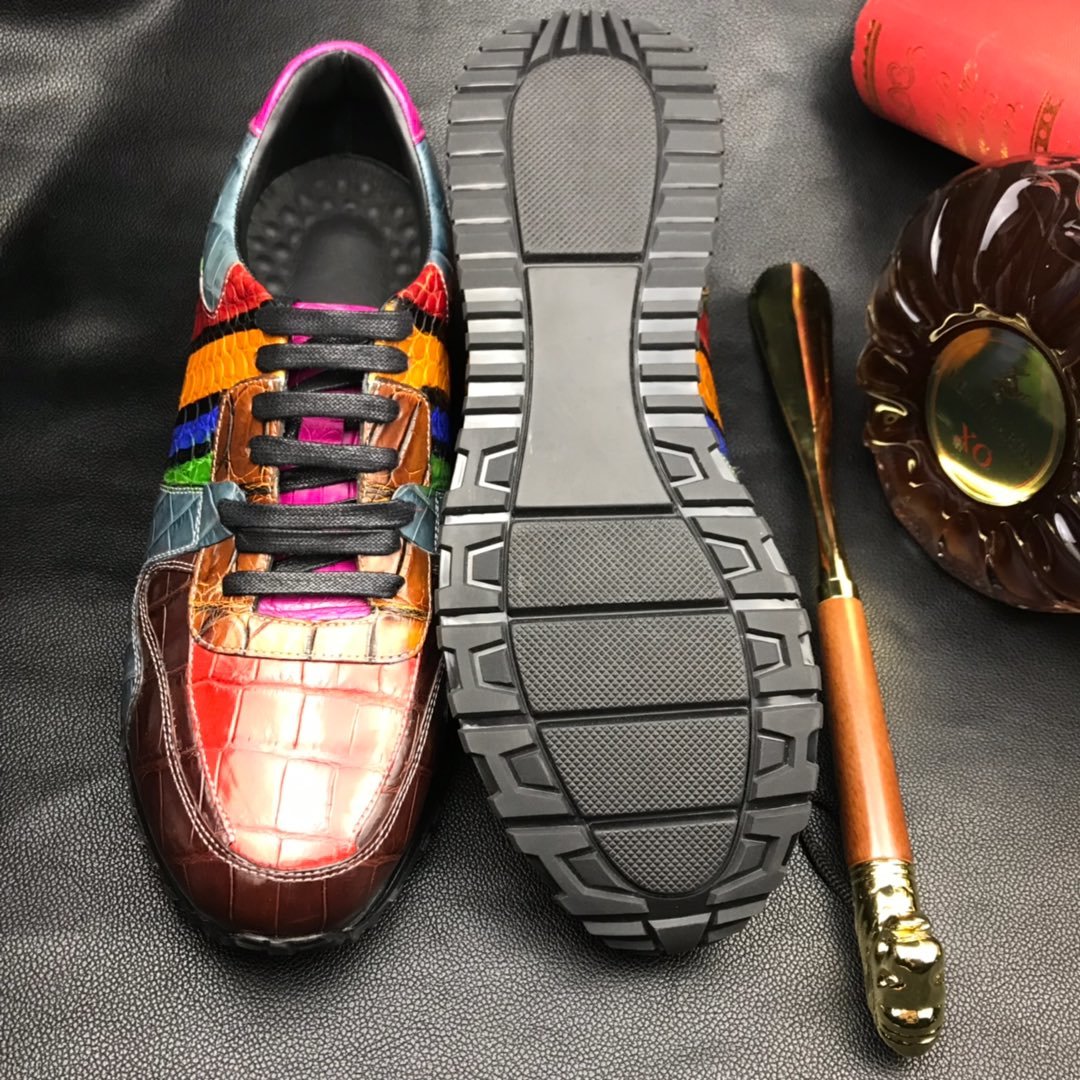 Men’s Colorful All Real Crocodile Skin Sneakers BMCAS120114 image 8