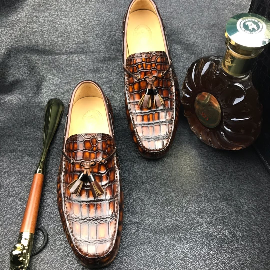 Men Moccasin Boat Shoes Crocodile Pattern BMBAS120121 image 8