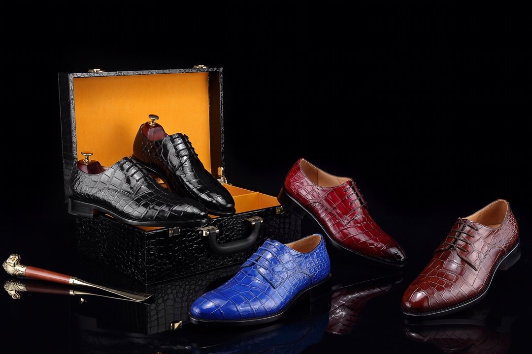 Men’s Crocodile Print Dress Shoes Lace-up Derby BMBAS120138 image 2