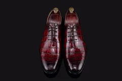 Mens classic Oxfords Crocodile Wedding Shoes BMBAS120140 image 1