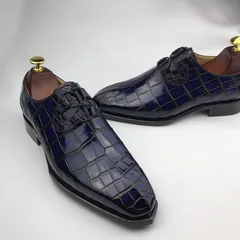 Blue Scale-Patterned Dress Shoes BMBAS120142 image 7