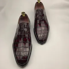 Men’s Genuine Crocodile Oxford Shoes Lace Up Shoes BMBAS120143 image 7