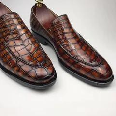 Crocodile Pointy Toe Slip On Loafers Formal Shoes BMBAS12064 image 8