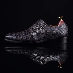 Handmade Crocodile Monk Strap Men’s Leather Dress Shoes BMGAS12056 image 8