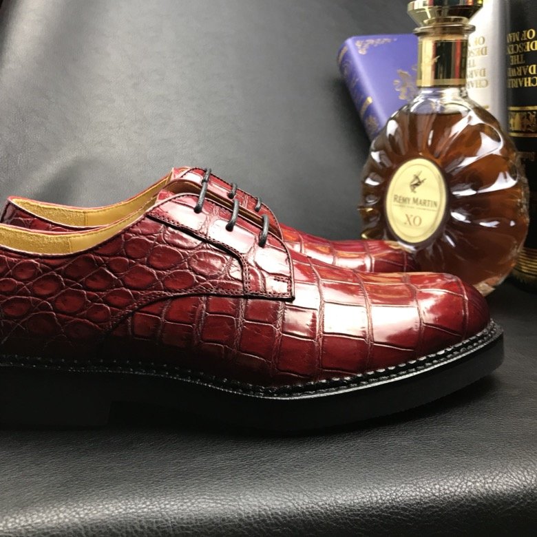 Men red gator dress shoes Classic Derby BMRAS120163 image 9