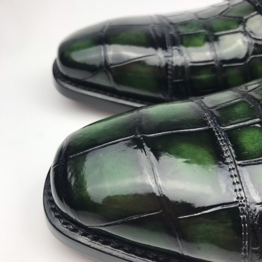 Men’s Crocodile Cap Toe Monk Strap Shoes BMGAS120170 image 9