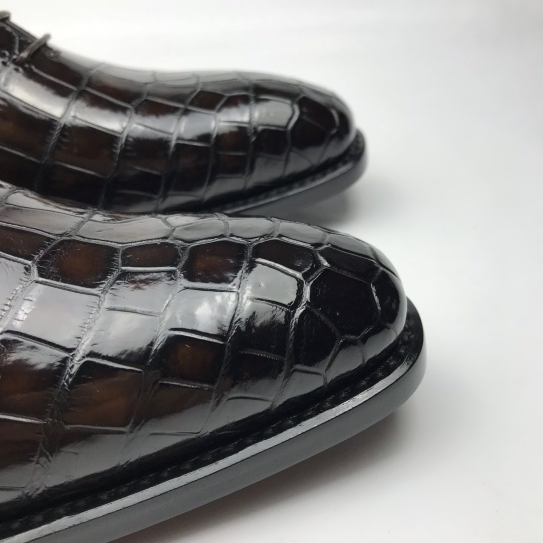 Crocodile Genuine Leather Oxford Lace-Up Dress Shoes BMBAS120176 image 9