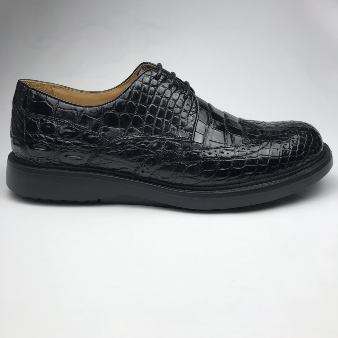 Exotic Men’s Crocodile Leather Wingtip Shoes BMBAS120180 image 9