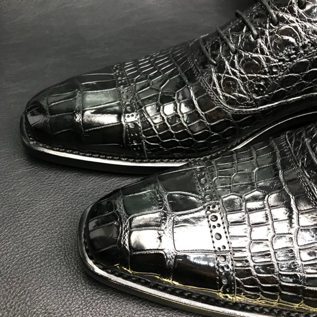 Crocodile Cap Toe Derby Lace Up Oxford Dress Shoes BMBAS120186 image 9