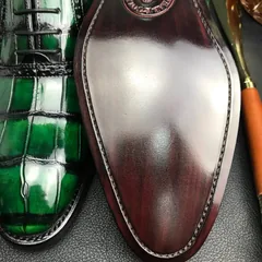 Crocodile Whole-Cut Leather Oxford Shoes BMGAS120191 image 9