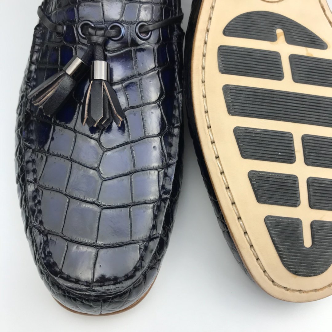 Tassel Loafers Shoes Men Pointed Toe Crocodile Men Shoes BMBAS120194 image 8