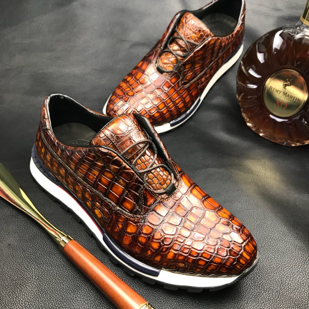 Mens Crocodile Print Lace Up Designer Shoes BMBAS120204 image 8
