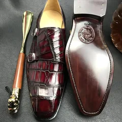 Crocodile Leather Slip-On Retro Elegant Monk Shoes BMBAS120208 image 9