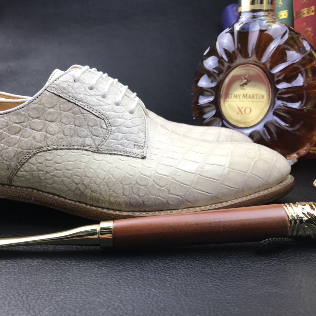 Crocodile Luxury Textured Leather Derby Dress Shoes BMWAS120209 image 9