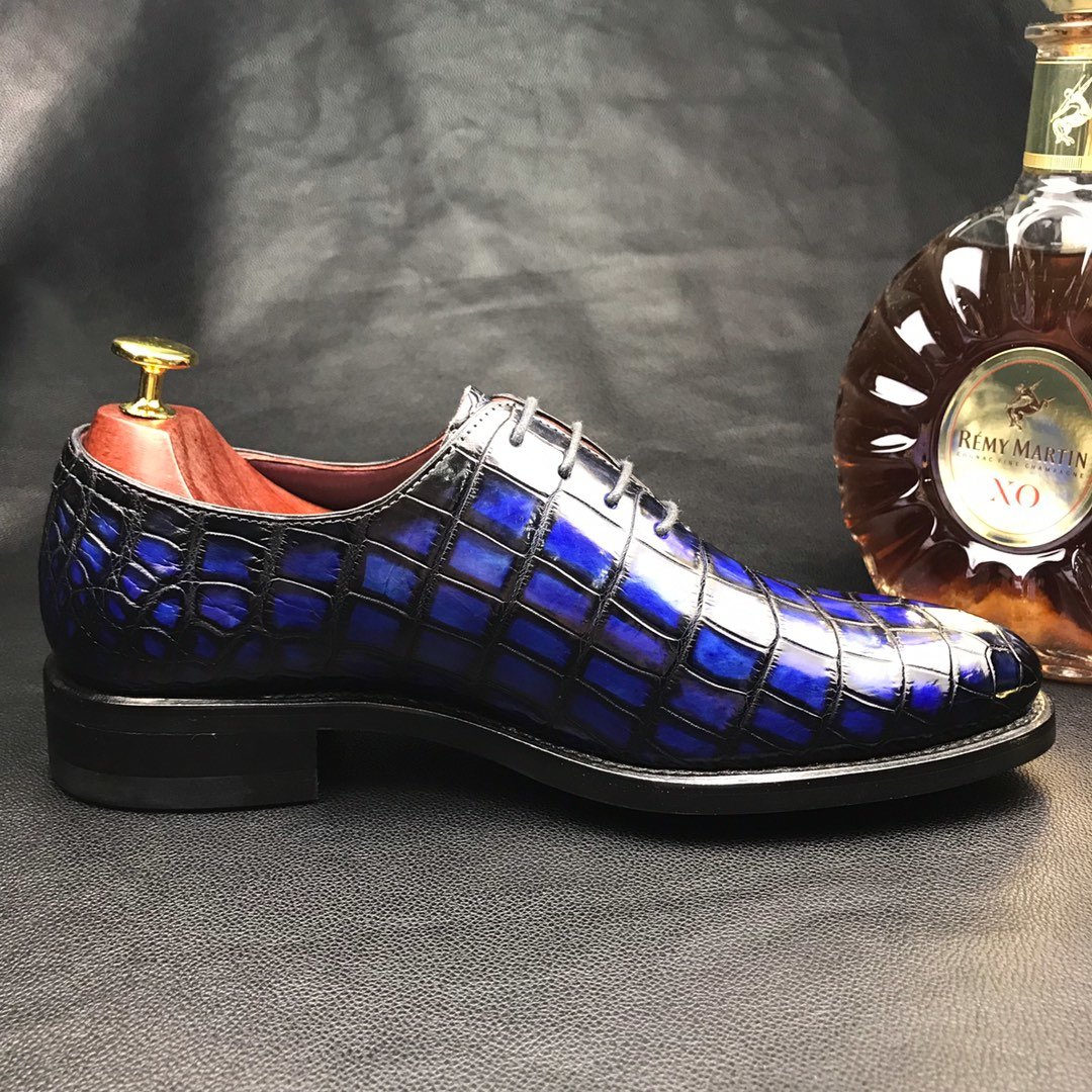 Classic Oxford Shoes Crocodile Formal Dress Shoes BMBAS12071