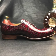 Men’s New Genuine Crocodile Oxford Shoes BMBAS12072 image 9