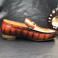 Crocodile Leather Penny Loafer Casual Flat Shoes BMBAS12074 image 3