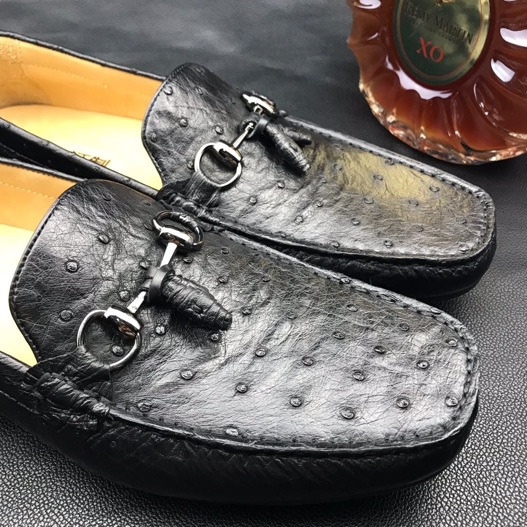 Men’s Slip On Ostrich Loafer Dress Shoes BMBOS12081 image 8
