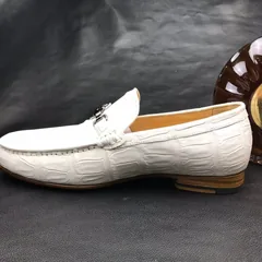 White Scale-Patterned Slip-On Loafers BMWAS12088 image 2