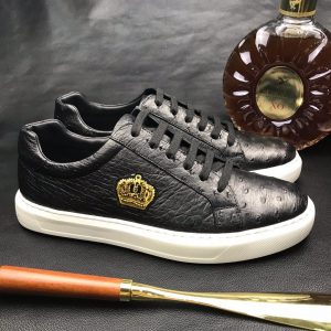 Ostrich Casual Leather Sneaker Shoes BMBOS12089