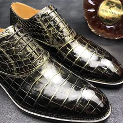 Crocodile Skin Black Gold Oxford Shoe BMBAS12090 image 2