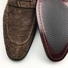 Crocodile Suede Leather Slip On Peas Shoes BMKAS12094 image 9