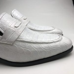 Crocodile White Loafer Shoes Texture Slip-Ons