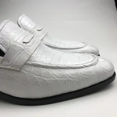 Crocodile White Loafer Shoes Texture Slip-Ons BMWAS12095 image 2