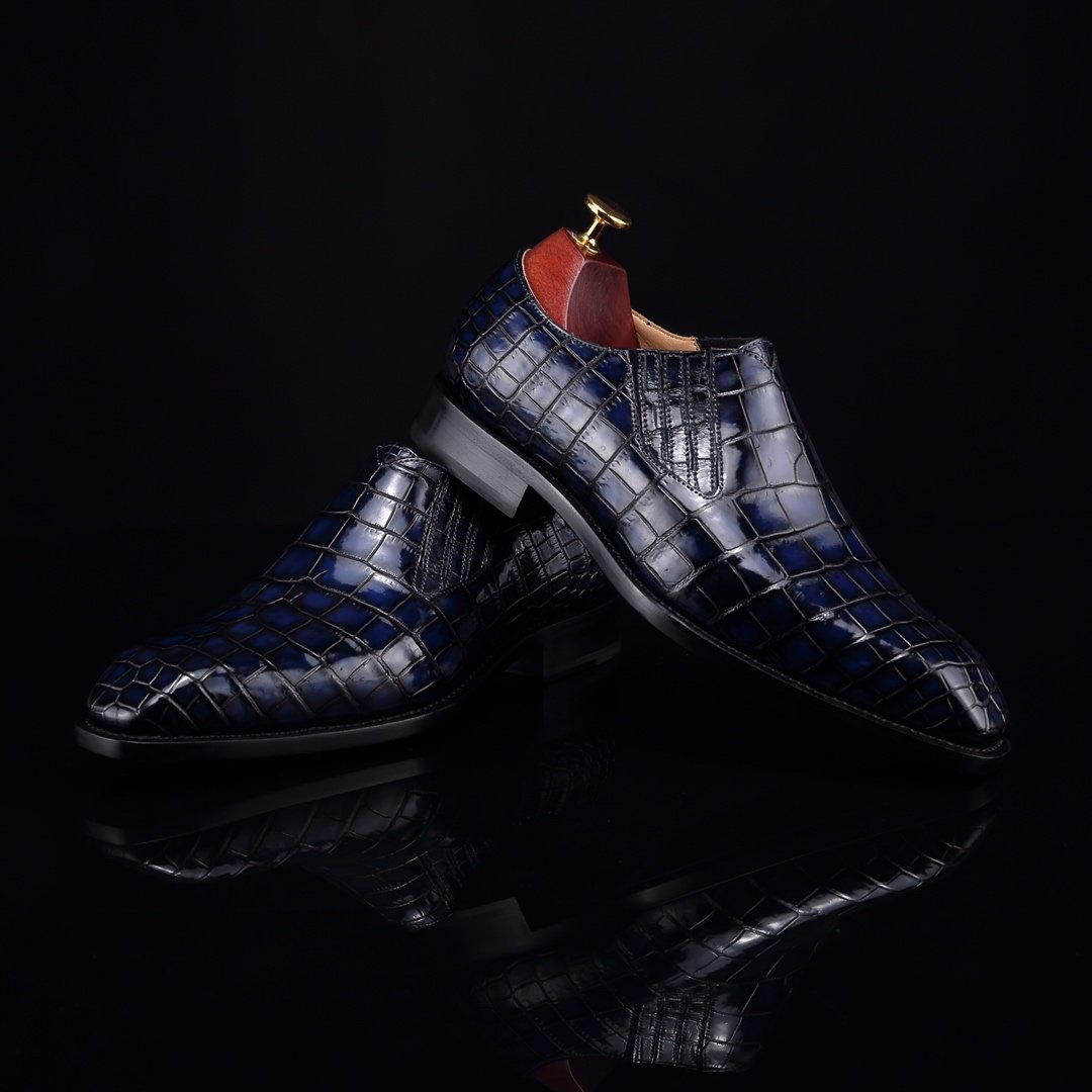 Crocodile Print Leather Slip On Casual Loafer Shoes BMBAS12059 image 9